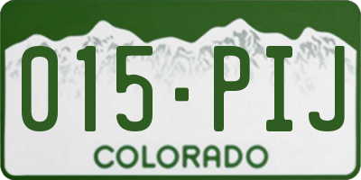 CO license plate 015PIJ