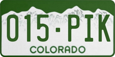 CO license plate 015PIK