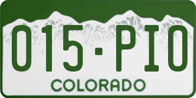 CO license plate 015PIO