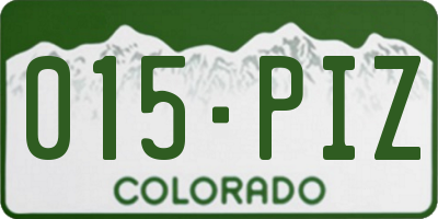 CO license plate 015PIZ