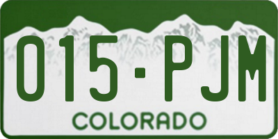 CO license plate 015PJM