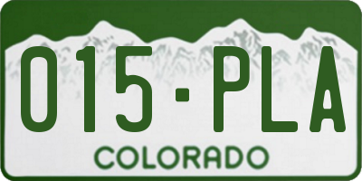CO license plate 015PLA