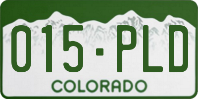 CO license plate 015PLD
