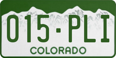 CO license plate 015PLI