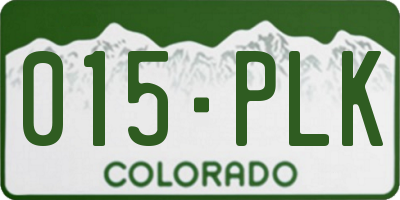 CO license plate 015PLK