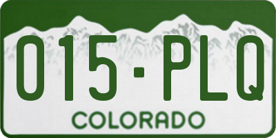 CO license plate 015PLQ