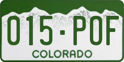 CO license plate 015POF
