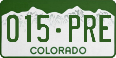 CO license plate 015PRE