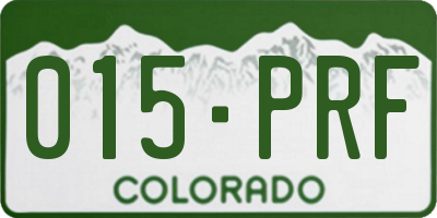 CO license plate 015PRF