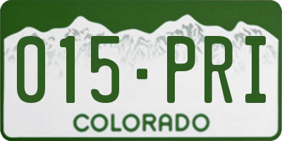 CO license plate 015PRI