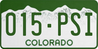 CO license plate 015PSI