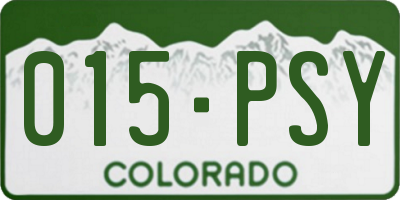 CO license plate 015PSY