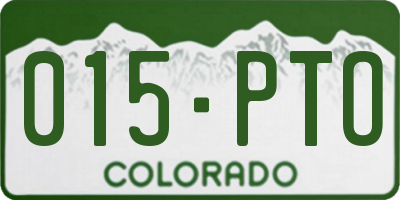 CO license plate 015PTO
