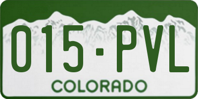CO license plate 015PVL