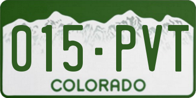 CO license plate 015PVT