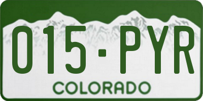 CO license plate 015PYR