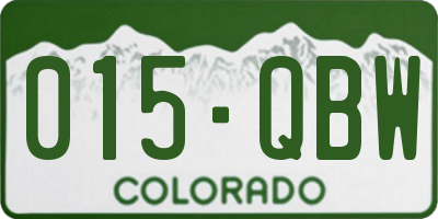 CO license plate 015QBW