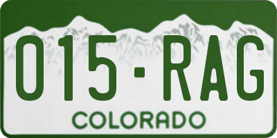 CO license plate 015RAG