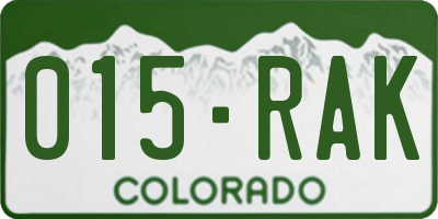 CO license plate 015RAK