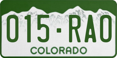 CO license plate 015RAO