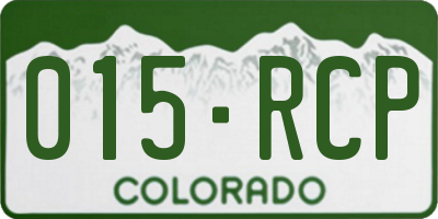 CO license plate 015RCP