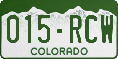 CO license plate 015RCW