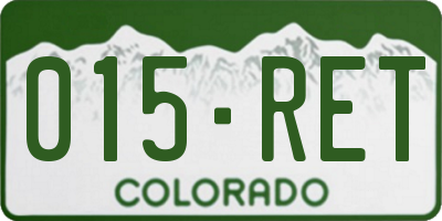 CO license plate 015RET