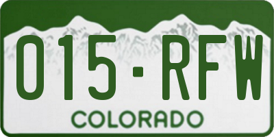 CO license plate 015RFW