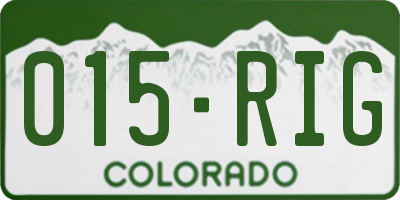 CO license plate 015RIG