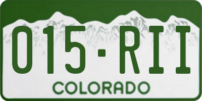 CO license plate 015RII