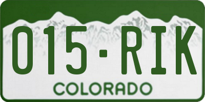 CO license plate 015RIK