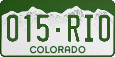 CO license plate 015RIO