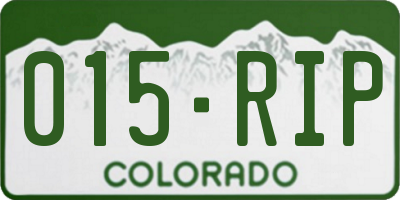 CO license plate 015RIP