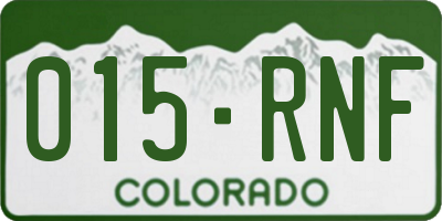 CO license plate 015RNF