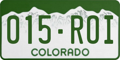 CO license plate 015ROI