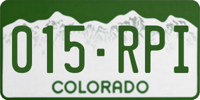 CO license plate 015RPI