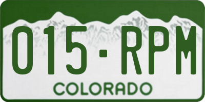 CO license plate 015RPM