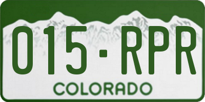 CO license plate 015RPR