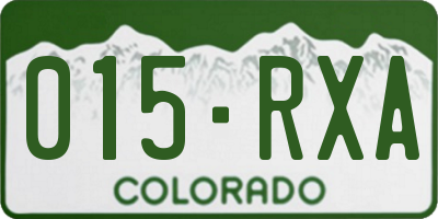 CO license plate 015RXA