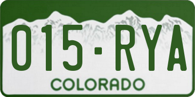 CO license plate 015RYA