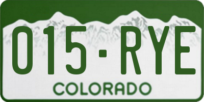 CO license plate 015RYE