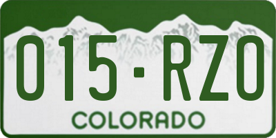 CO license plate 015RZO