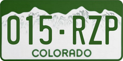 CO license plate 015RZP