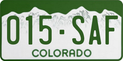 CO license plate 015SAF
