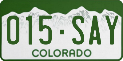 CO license plate 015SAY