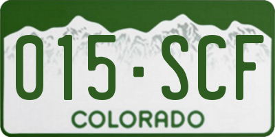 CO license plate 015SCF