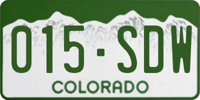 CO license plate 015SDW