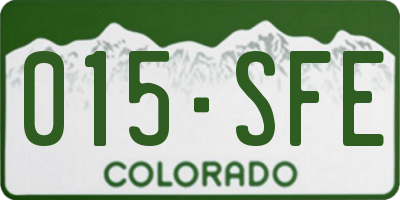 CO license plate 015SFE