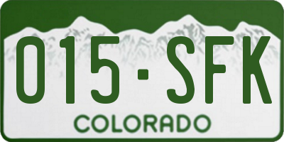CO license plate 015SFK
