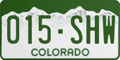 CO license plate 015SHW